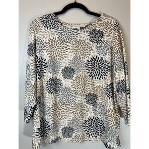 Emily Daniel's Neutral Knit 3/4 Scoopneck Top Size L